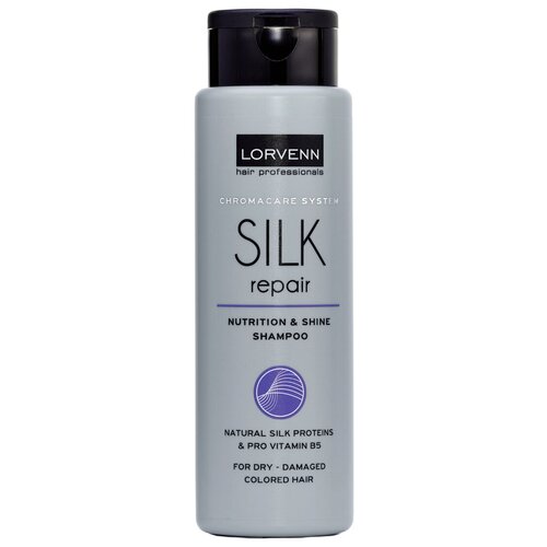 LORVENN Silk Repair шампунь с протеинами шелка для сухих, поврежденных, окрашенных волос, 300 мл