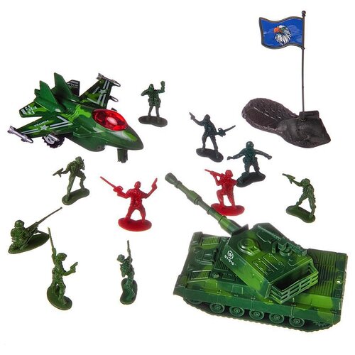 фото Набор военной техники abtoys "боевая сила", танк и истребитель с аксессуарами", в пакете (pt-01441)