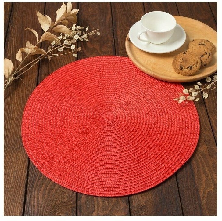 фото Салфетка сервировочная Доляна "Классика", цв. красный, d 38 см