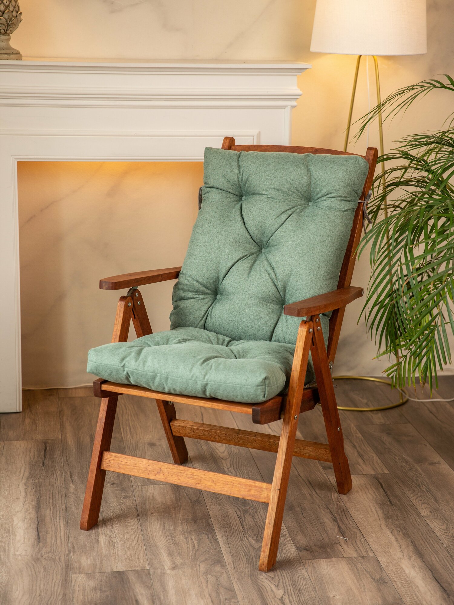 Матрас-подушка на качели, скамейку или подвесное кресло, зелёная - фотография № 2