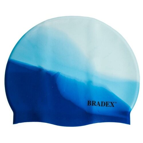 фото Шапочка для плавания силиконовая, мультиколор синий bradex
