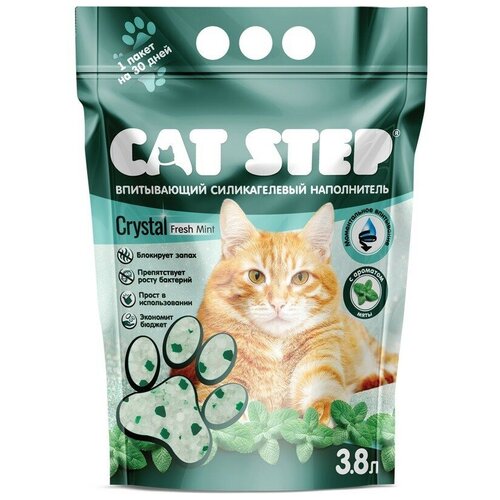 Наполнитель для кошачьих туалетов CAT STEP Arctic Fresh Mint впитывающий силикагелевый 3,8 л