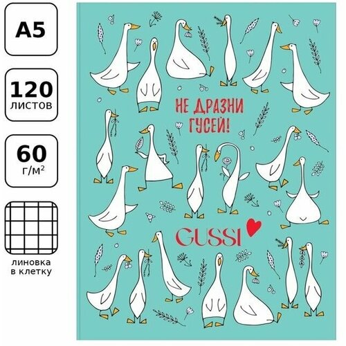 Тетрадь на кольцах А5 160 листов в клетку Gussi, твердая обложка, глянцевая ламинация тетрадь на кольцах bg gussi глянцевая ламинация 160 листов а5 тт5к160 лг 11366