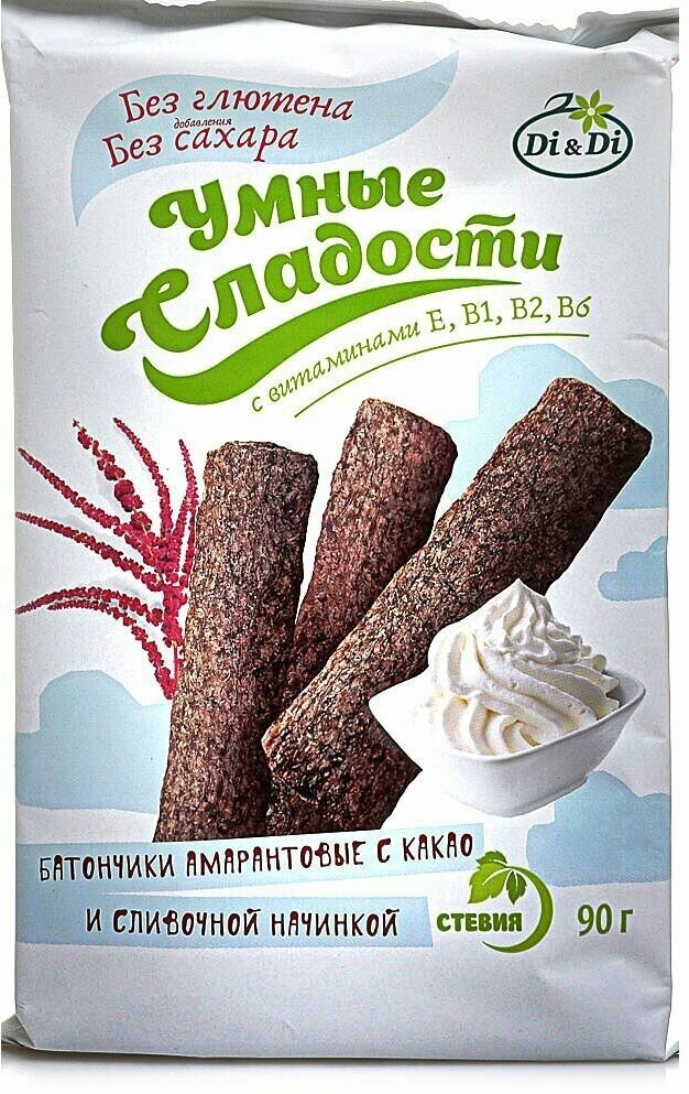 Батончики "Умные сладости" амарантовые с какао и сливочной начинкой, 90 грамм - фотография № 2