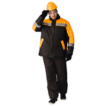 Куртка зимняя Стандарт (тк.Оксфорд), черный/оранжевый, размер: (64-66; 170-176) - изображение