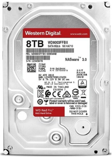 Жесткий диск 3.5" Western Digital WD Red Pro 8 ТБ, SATA III, 256 Mb, 7200 rpm (WD8003FFBX)