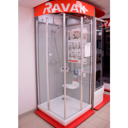 Душевая дверь RAVAK CHROME CRV2-90 (880-900х1950) распашная, стекло, блестящий+Transparent душевой уголок ravak chrome crv2 90 1qv70c00z1 блестящий transparent