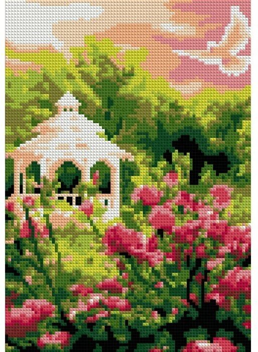 фото Алмазная мозаика, 21 × 30 см (полное заполнение) «Беседка в саду»