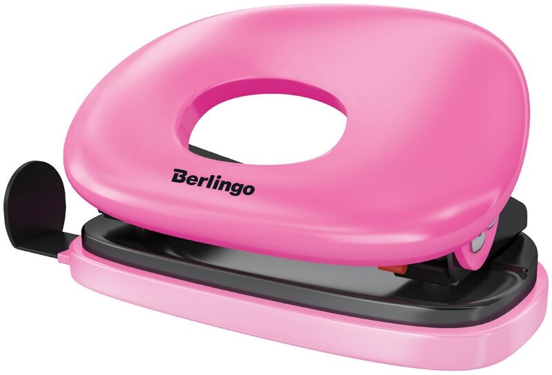 Дырокол Berlingo "Round" 10л, пластиковый, розовый