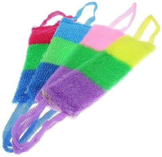 фото Мочалка для тела полипропиленовая «Трёхцветная», 42*12см