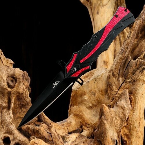 Нож складной Пламя черный, красная полоса, 21,5см, клинок 9,5см нож складной черный красная полоса 21 5см клинок 9 5см