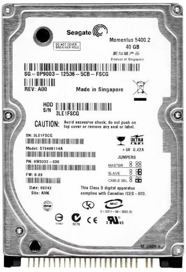 Жесткий диск Seagate ST9408114A 40Gb 5400 IDE 2,5" HDD