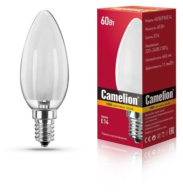 Лампа накаливания Camelion 60/B/FR/E14 MIC