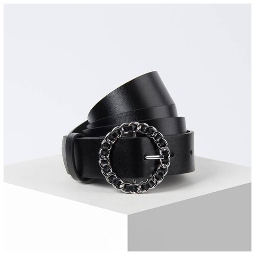 фото Ремень жен 06-01-02-01, 3,5*0,5*110, винт, пряжка металл, черный 5443802 сима-ленд