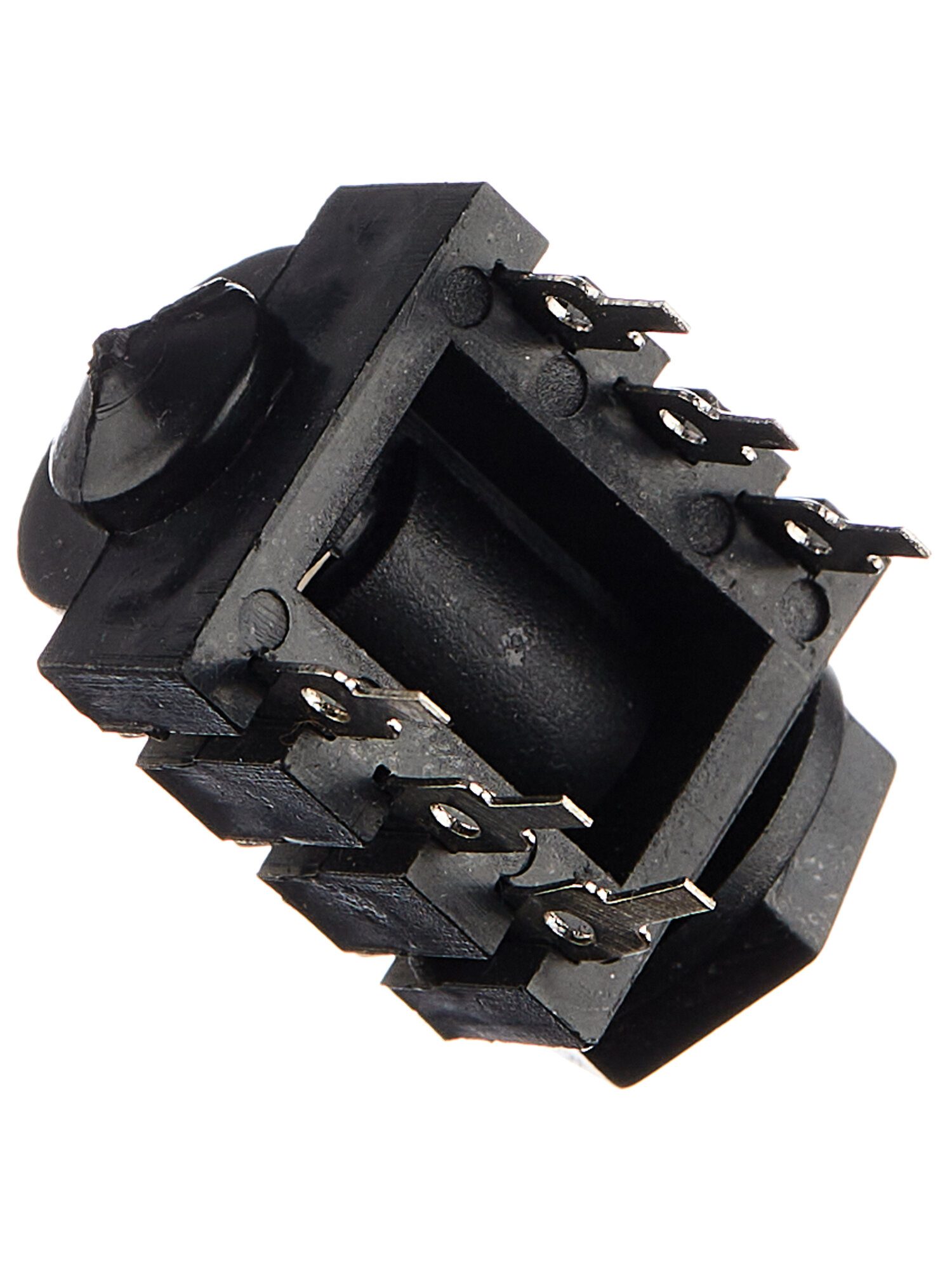 фото Разъем аудио 6.35мм гнездо стерео пластик на корпус с гайкой (паук)