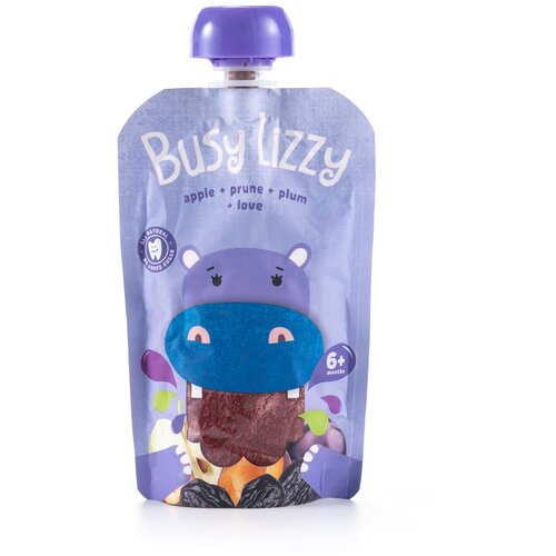 Пюре Busy Lizzy Яблоко, чернослив и слива, с 6 месяцев, 100 г пюре busy lizzy из яблок банана клубники чернослива 100 г