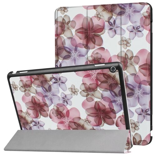 фото Чехол-обложка футляр mypads для huawei mediapad t3 10 lte (ags-l09/l03) 9.6 тонкий с магнитной застежкой необычный с красивым рисунком тематика ночные фиалки