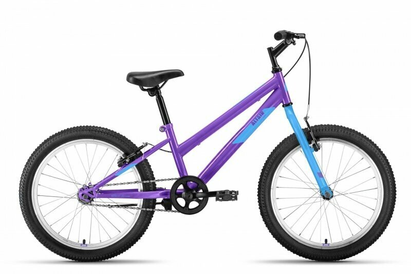 Велосипед ALTAIR MTB HT 20 LOW (20" 1 ск. рост. 10.5") 2022, фиолетовый/голубой, IBK22AL20087