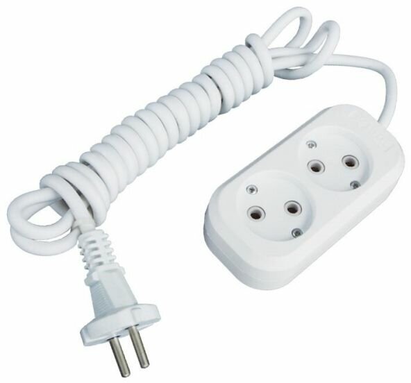 EKF PROxima Удлинитель Эксперт 2 гнезда 2 метра 10А/2,2кВт без заземления ПВС 2х0,75, UBA10-275-2-02