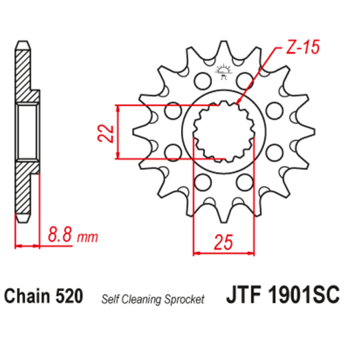 Звезда JT ведущая с самоочисткой JTF1901.15SC 15 зубьев