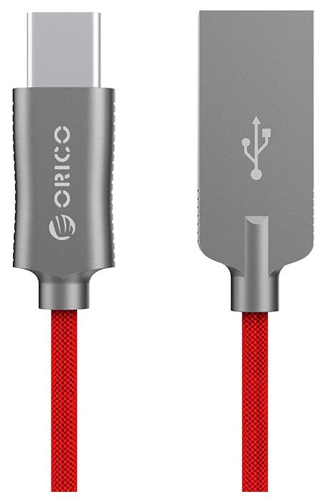 Кабель ORICO HCU-10 (красный) (USB2.0/Charge3A Type A(m)/Type C(m), круглый, оплетка нейлон) 1,0 м