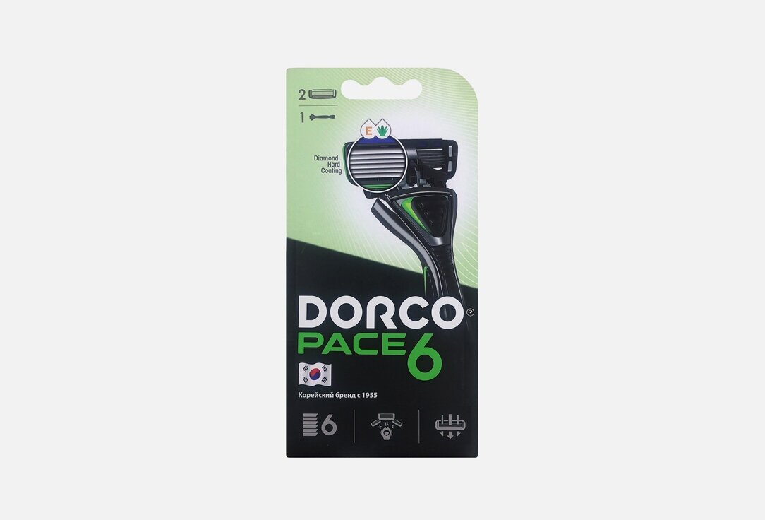 Станок для бритья + 2 сменные кассеты Dorco, Dorco Pace6 1шт
