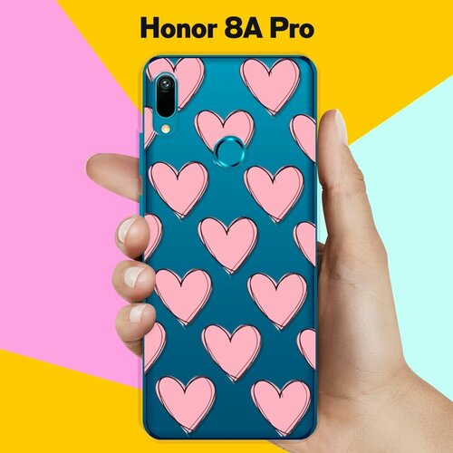 Силиконовый чехол Узор из сердец на Honor 8A Pro силиконовый чехол цветной узор на honor 8a pro