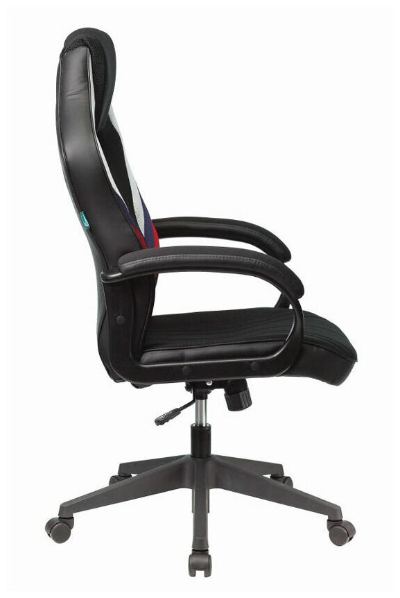 Кресло игровое Zombie VIKING 3 AERO белый / синий / красный, экокожа, ткань / Компьютерное геймерское кресло, с подголовником, крестовина пластик