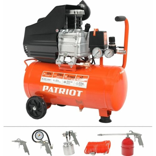 Компрессор PATRIOT EURO 50-260K + набор пневмоинструмента KIT 5В 1.8 кВт, выход быстросъём, выход ел, шт PATRIOT