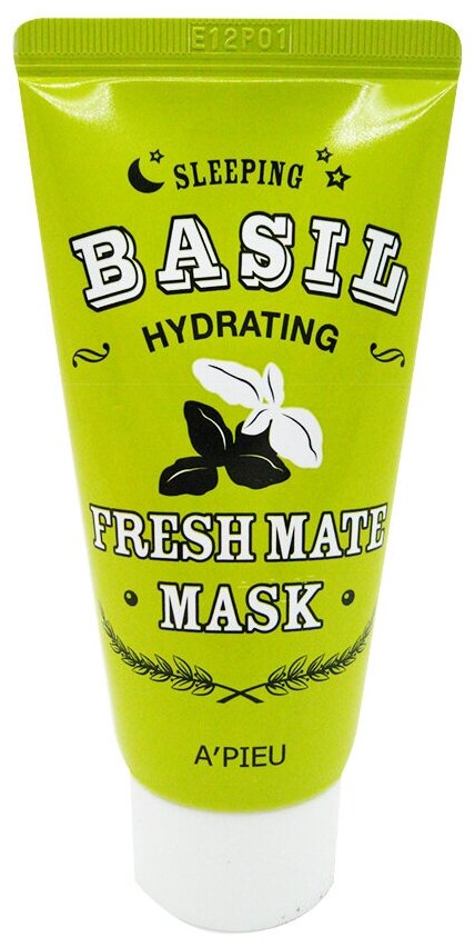 APIEU Ночная маска Sleeping Basil Hydrating Fresh Mate Mask с экстрактом базилика и баобаба, 50 г, 50 мл