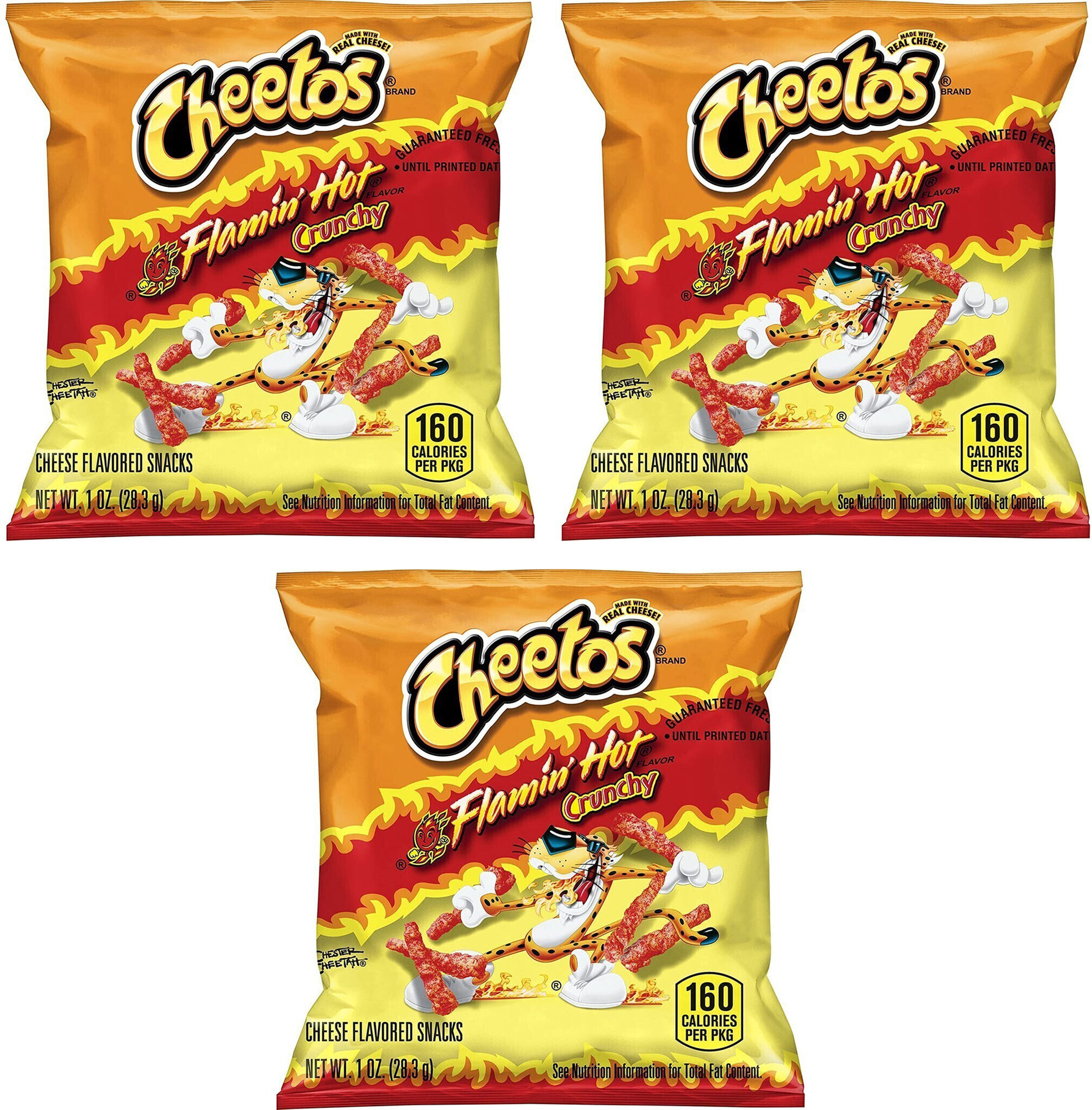 Кукурузные чипсы Cheetos Flamin' Hot Crunchy острые со вкусом сыра 3 шт. по 28.3 г. США