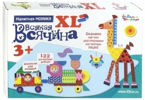 Игра магнитная развивающая. Мозаика магнитная Всякая всячина , XL, 122 элементов