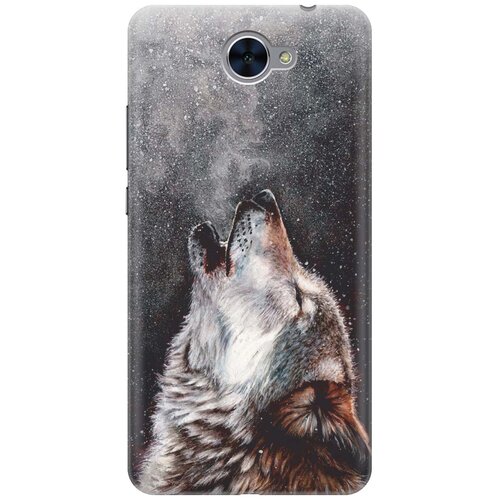 фото Cиликоновый чехол на huawei y7 2017 / хуавей у7 2017 с принтом "морозный волк" gosso