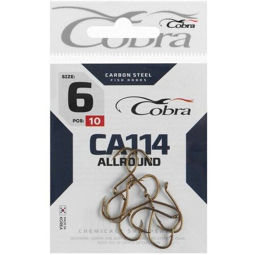 крючки cobra allround серия ca114 6 10 шт COBRA Крючки Cobra ALLROUND, серия CA114, № 6, 10 шт.