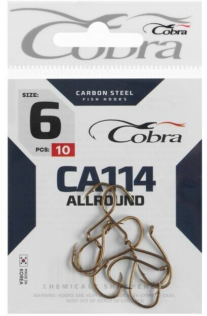Крючки Cobra ALLROUND серия CA114 № 6 10 шт.