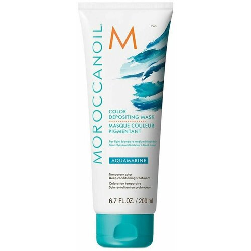 Moroccanoil Color Depositing Mask Aquamarine - Тонирующая маска (аквамарин) 200 мл дорожный набор для светлых волос moroccanoil 2022