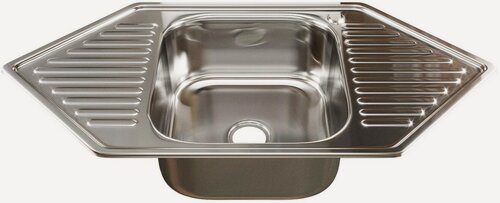 Изображение товара Мойка врез 95х50 (0,8) угловая вып 3 1/2 MIXLINE 18см с сифоном