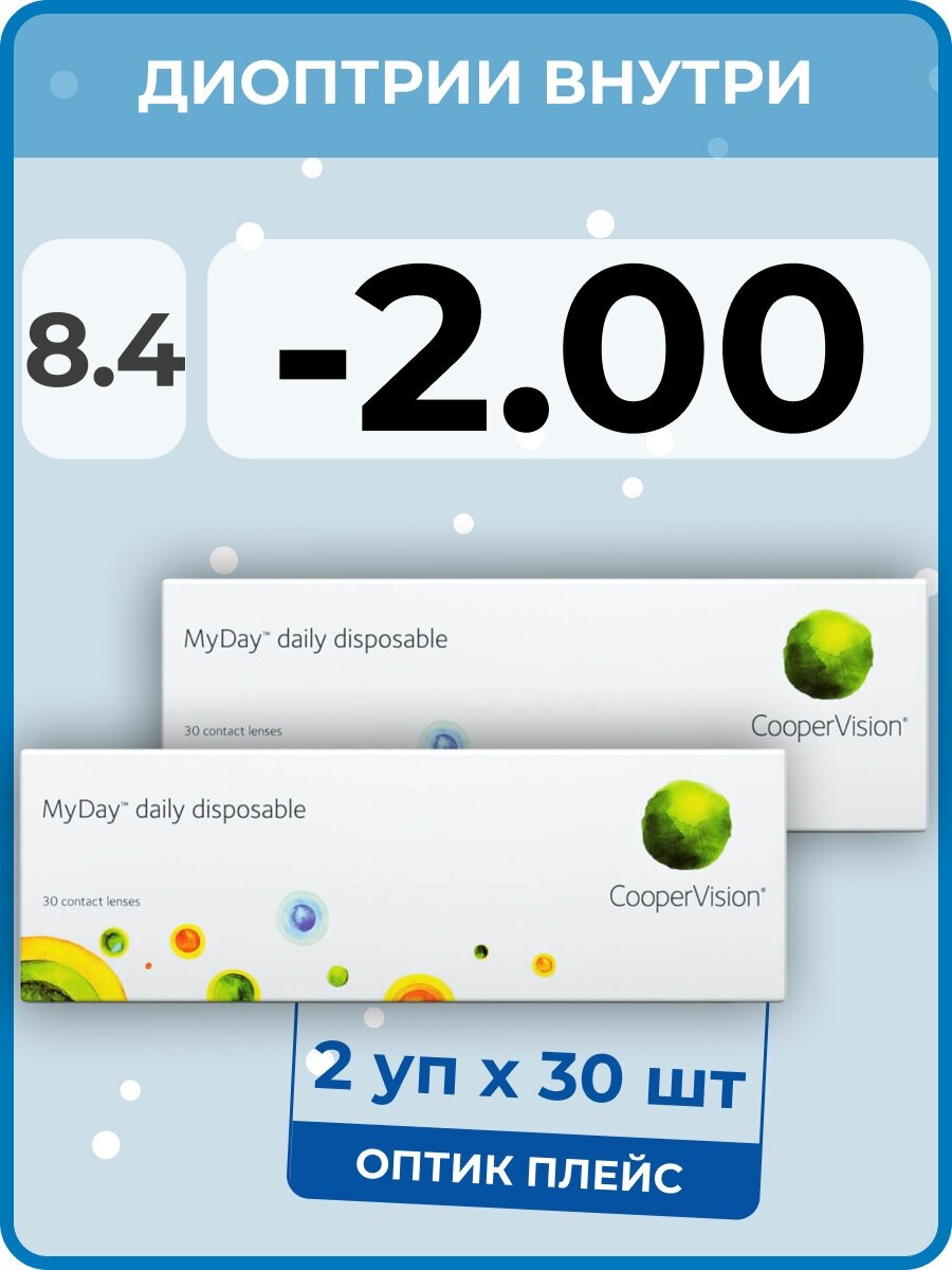 CooperVision MyDay Daily Disposable (2 упаковки по 30 линз) -2.00 R 8.4