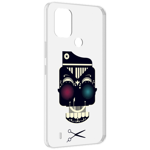 Чехол MyPads черно белый скелет с яркими глазами для Nokia C31 задняя-панель-накладка-бампер