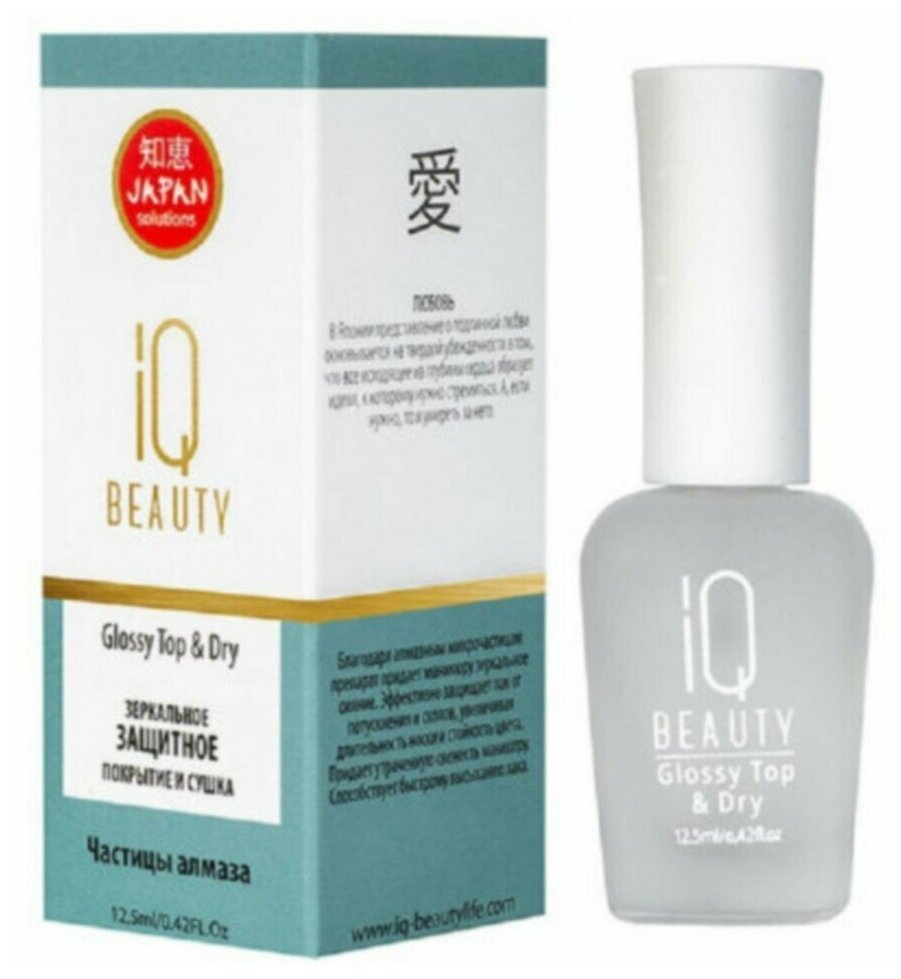 Зеркальное защитное покрытие и сушка iQ BEAUTY GLOSSY TOP DRY 125 мл