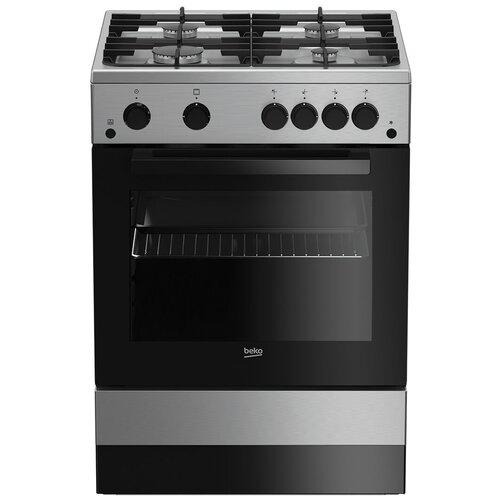 Газовая плита Beko FSGT 62130 DXO, серебристый варочная поверхность candy chw6lbx газовая 4 конфорки электроподжиг нержавеющая сталь