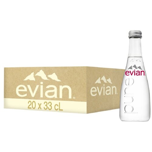 Вода минеральная природная столовая питьевая Evian негазированная, стекло, 20 шт. по 0.33 л