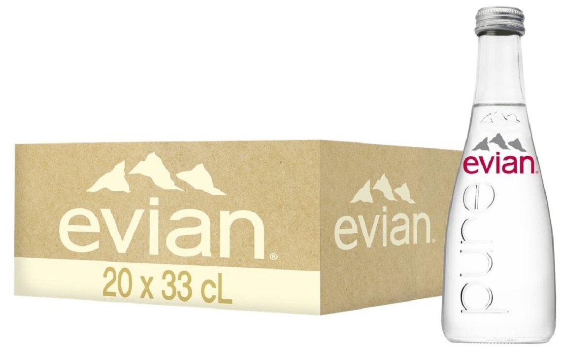 Вода минеральная Evian стекл. бут. 0,33л негаз 20 шт/уп - фотография № 1