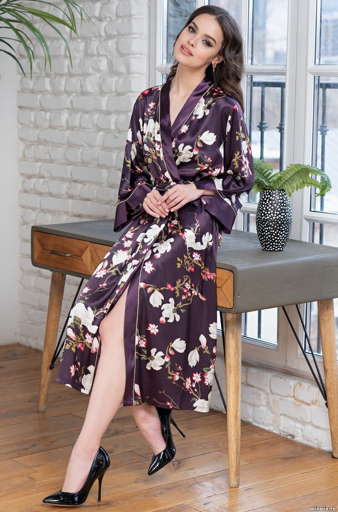 Кимоно Mia-Amore 3529 Magnolia бордо;L/XL - фотография № 1