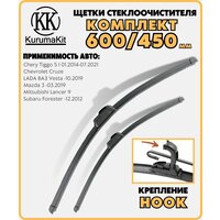 Щетки стеклоочистителя 600 / 450 мм бескаркасные крючок Hook Веста 15 - 19 г, Vesta, Chevrolet Cruze, Шевроле Круз, Kia Sportage, Киа Спортаж