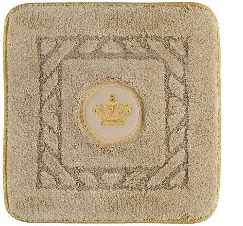 Migliore Коврик для ванной комнаты 60х60 см, вышивка логотип корона, капучино, окантовка золото 30779