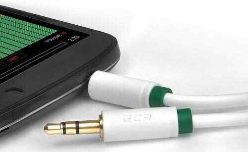 Greenconnect Кабель аудио 0.25m jack 3,5mm/jack 3,5mm белый, зеленая окантовка, ультрагибкий, 28 AWG, M/M, Premium GCR-AVC1662-0.25m, экран, стерео Greenconnect mini jack 3.5 mm (m) - mini jack 3.5 mm - фото №5