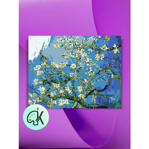 Картина по номерам на холсте Винсент Ван Гог - Цветущие Ветки Миндаля, 40 х 50 см картина по номерам живопись по номерам 40 x 50 arth ah165 винсент ван гог ветки миндаля цветение дерева небо яркий цвет