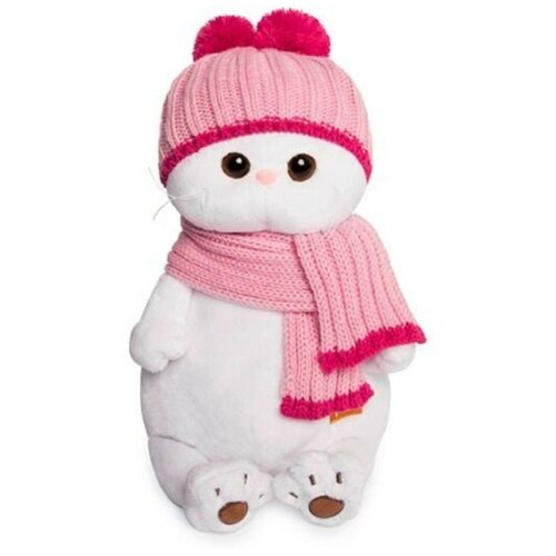Мягкая игрушка Basik&Ko Кошечка Ли-Ли в розовой шапке с шарфом, 24 см (LK24-022) мягкая игрушка кошечка ли ли в платье с шарфом 24 см