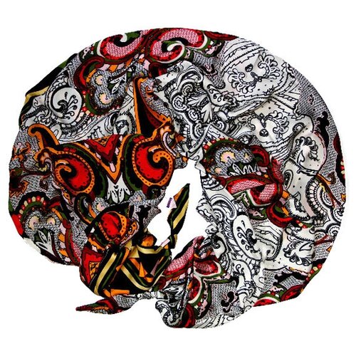 фото Двойной шарф-долька оланж ассорти с узелками серия марокко из гладкого атласа марок-1920/7028new